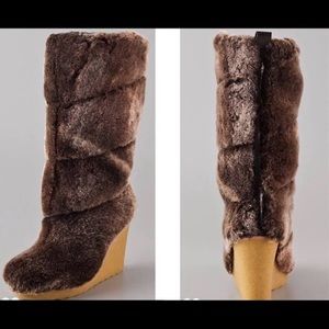 BRAND NEW Tory Burch Fur Wedged Boots